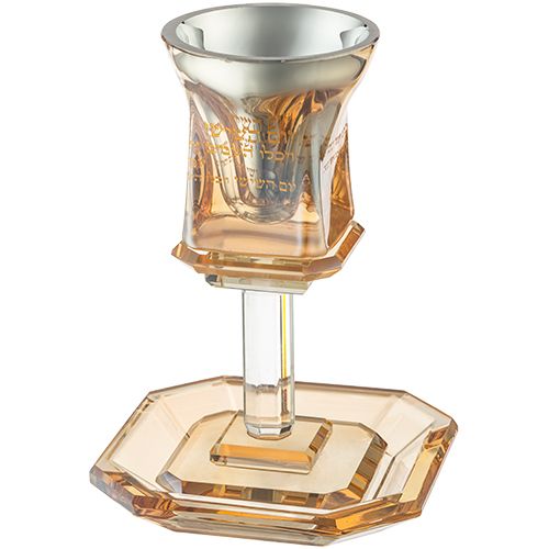 Copa de Kidush de cristal  con capacidad de 3,4 oz dorada