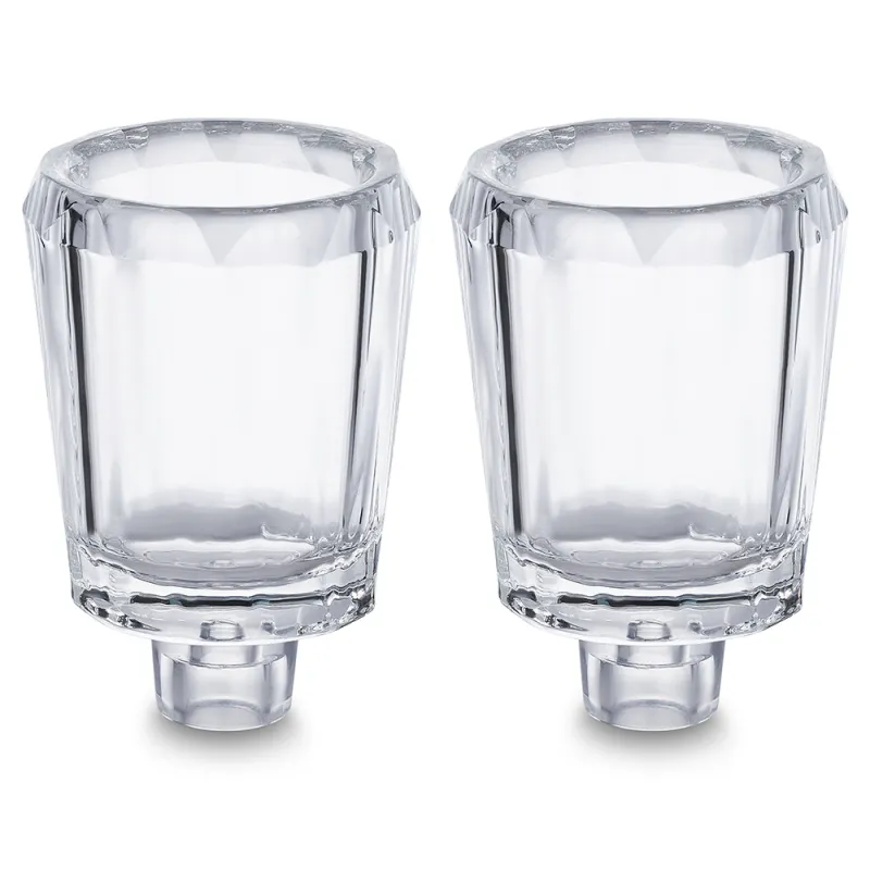 Par de copas de aceite de vidrio transparente de 7 x 5 cm