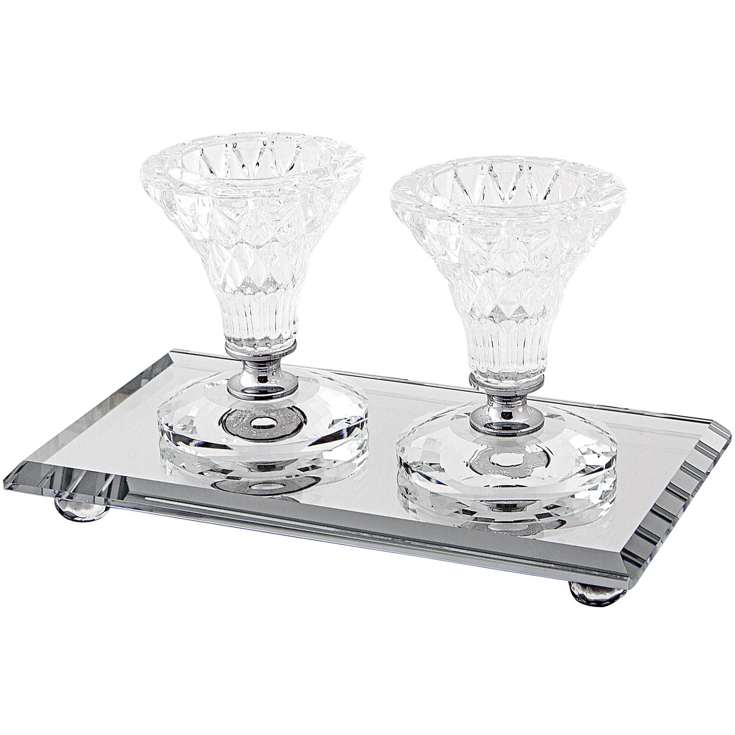 Candelabros de cristal de 8 cm con bandeja
