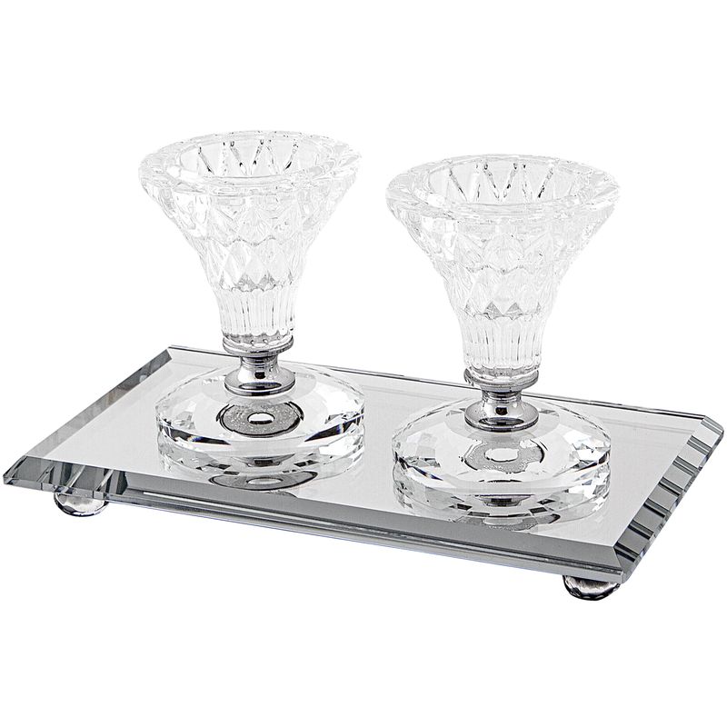 Candelabros de cristal de 8 cm con bandeja