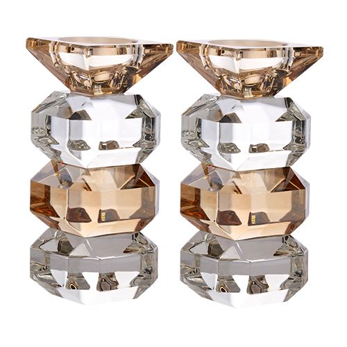 Candelabros de cristal doble tono FUD 14.5 cm