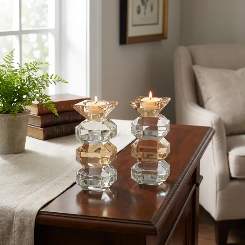 Candelabros de cristal doble tono FUD 14.5 cm