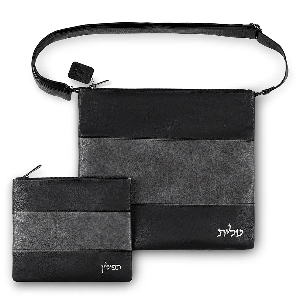 Set de Coraha de piel sintetica de 36 x 34 cm negro y gris