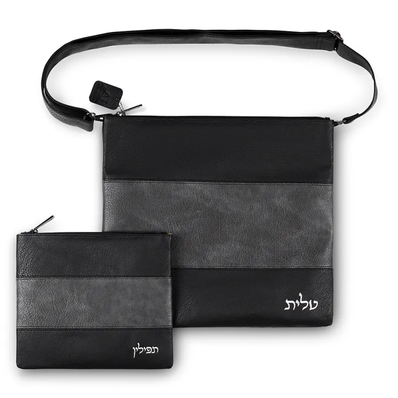 Set de Coraha de piel sintetica de 36 x 34 cm negro y gris