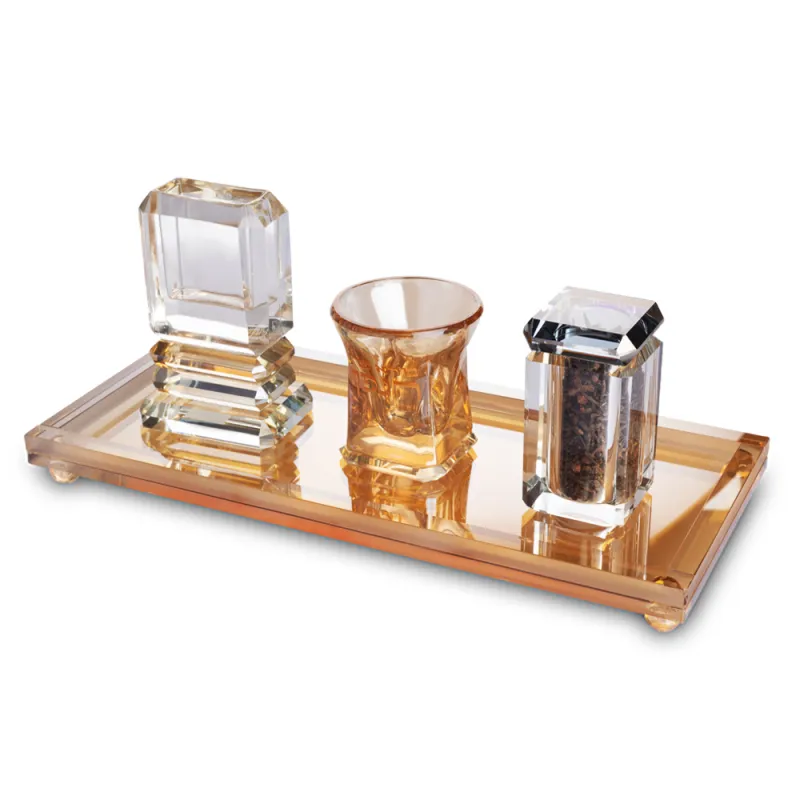Havdala de Cristal rectangular dorado