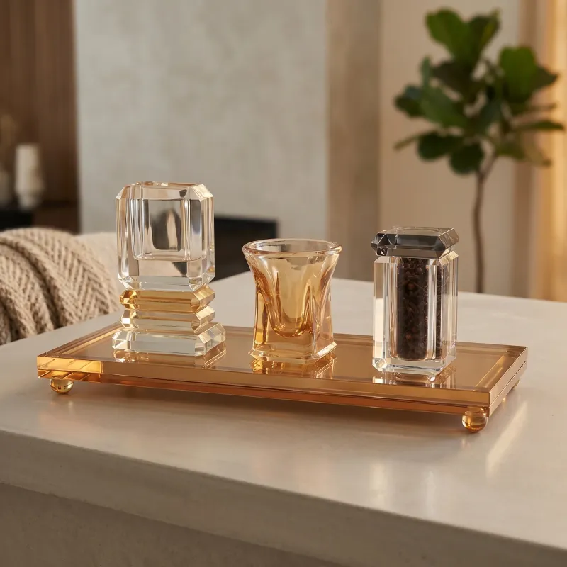 Havdala de Cristal rectangular dorado