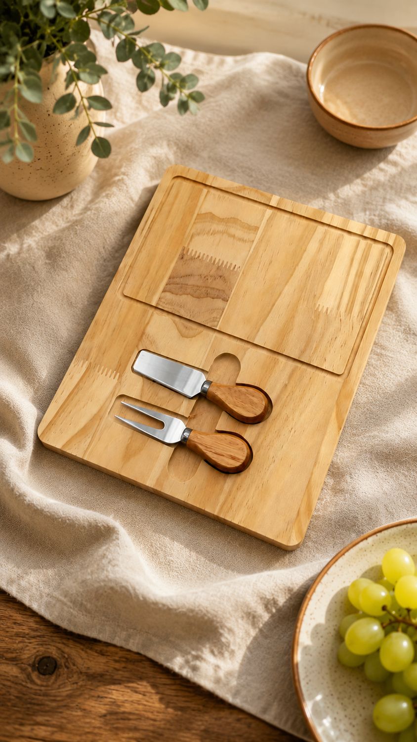 Tabla para quesos con 2 utensilios