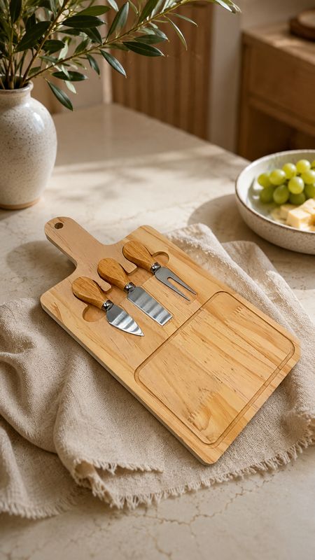 Tabla para quesos con 3 utensilios