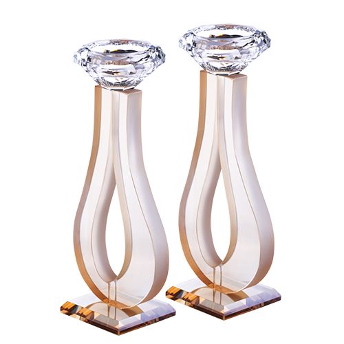 Candalabros de cristal dorado U 14 cm