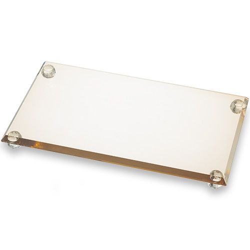 Bandeja de cristal doradoso  para candelabros 23x13cm