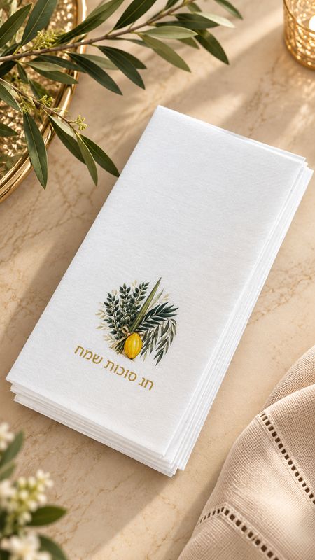 Set de 25 servilletas imitación lino Arbat Haminim con plantas  multicolor