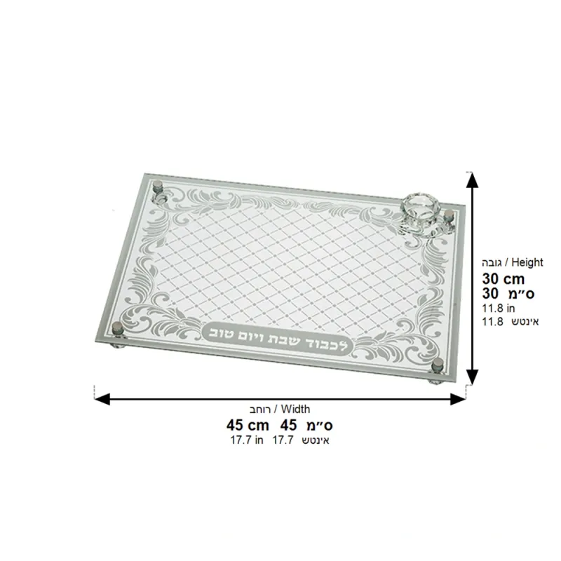 Bandeja para Jala de vidrio con vasito para sal 43*30 cm