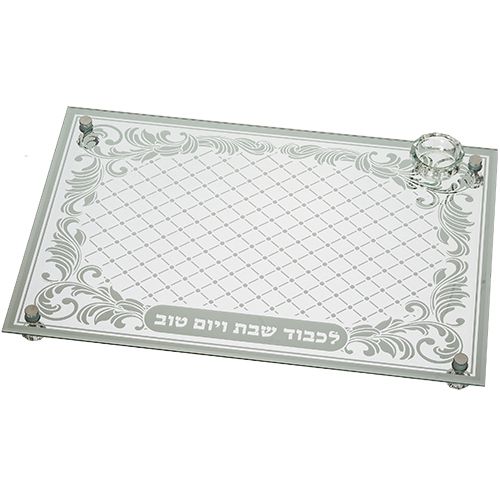 Bandeja para Jala de vidrio con vasito para sal 43*30 cm