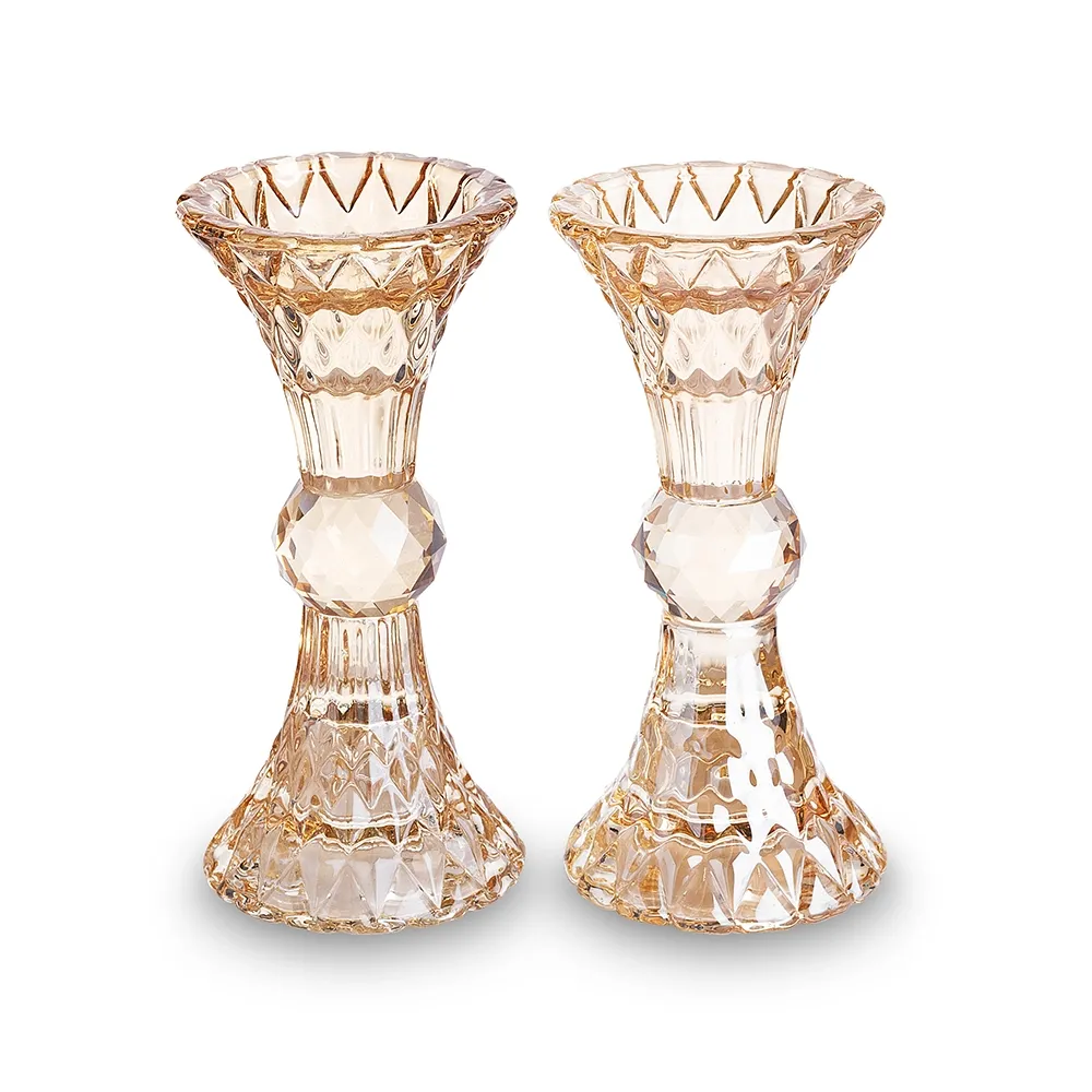 Candelabros de cristal dorado ele 13 cm