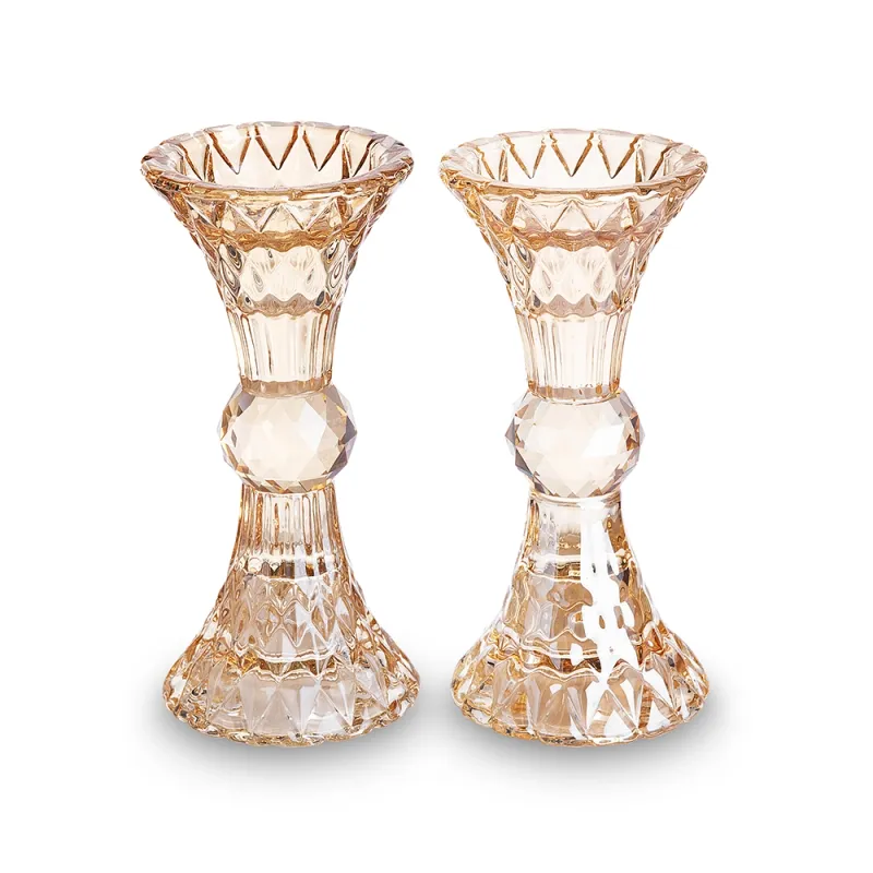 Candelabros de cristal dorado ele 13 cm