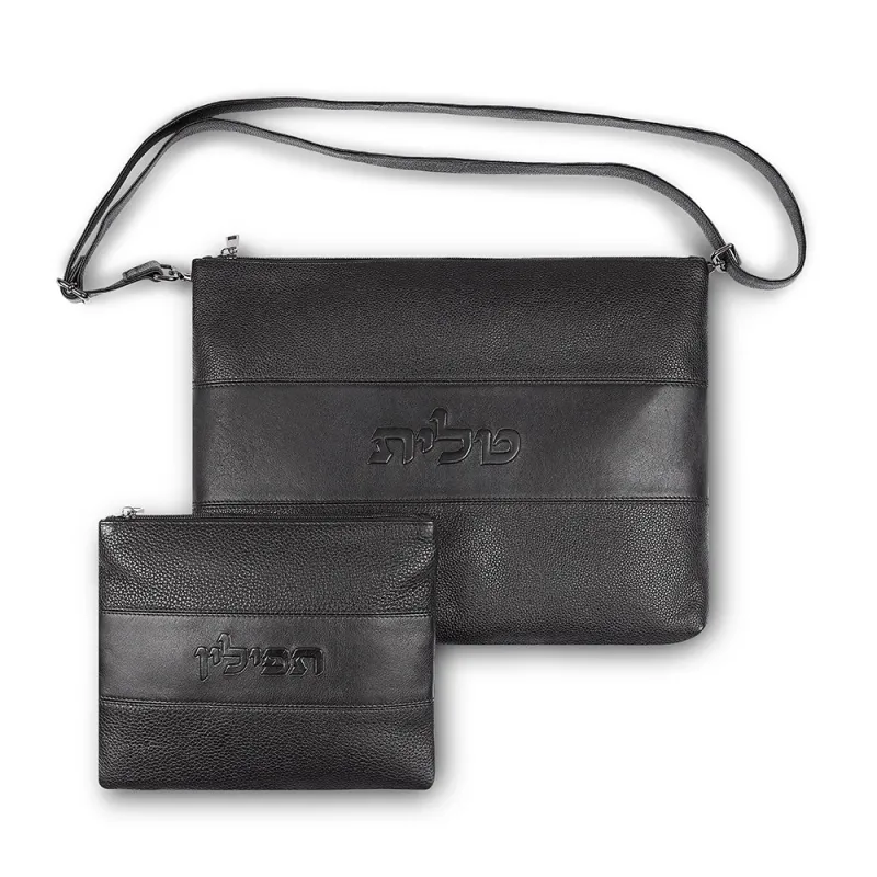 Set de Coracha en Cuero Negro  29x38 cm
