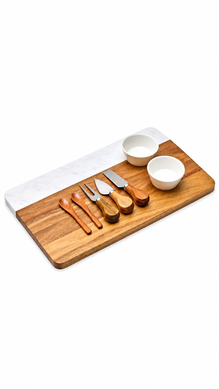 Tabla para quesos madera de acacia y marmol liner