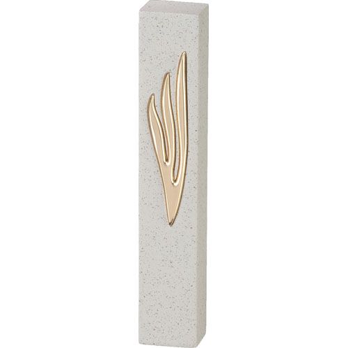 Mezusa de polímero efecto cemento, acabado piedra, 12 cm