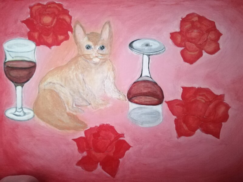 The cat and the wineglass