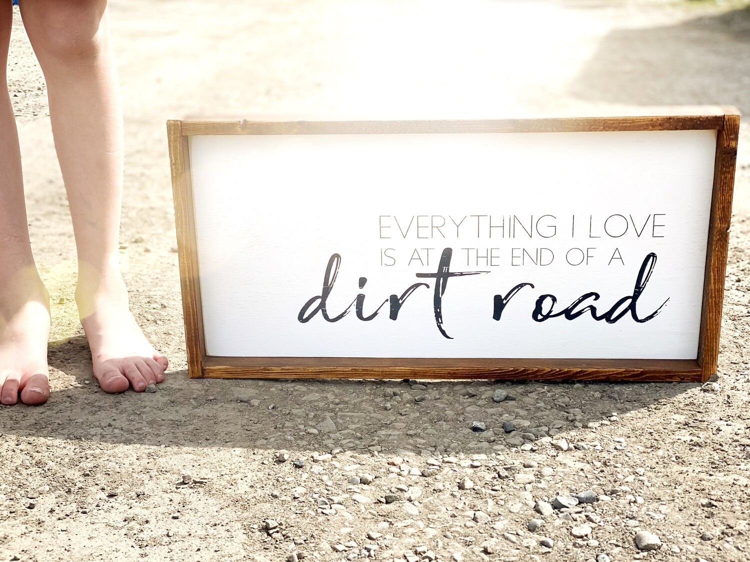 &quot;Dirt Road&quot; Wood Sign