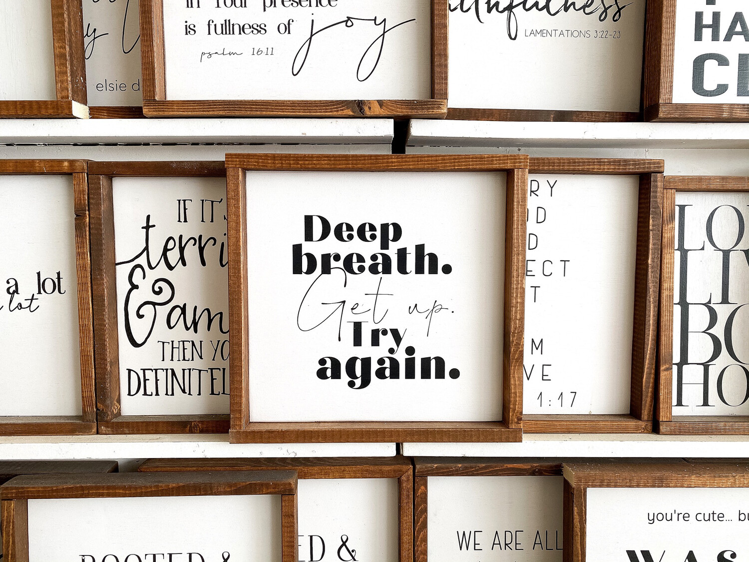 &quot;Deep Breath. Get Up&quot; Wood Sign