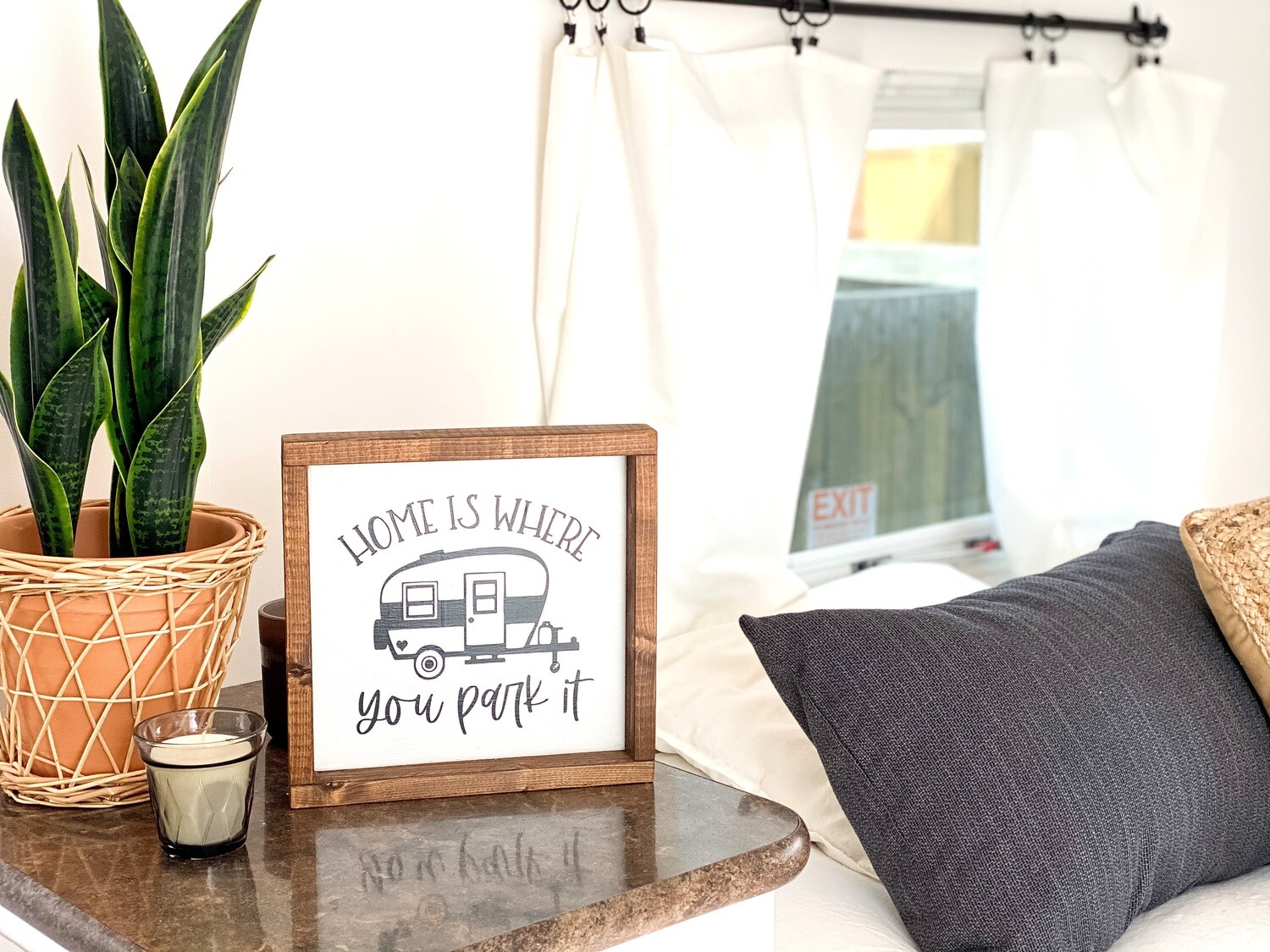 &quot;Home Is Where You Park it” 10x10 Wood Sign