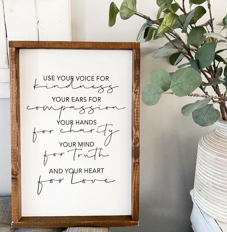 &quot;Use Your Voice For Kindness&quot; Wood Sign