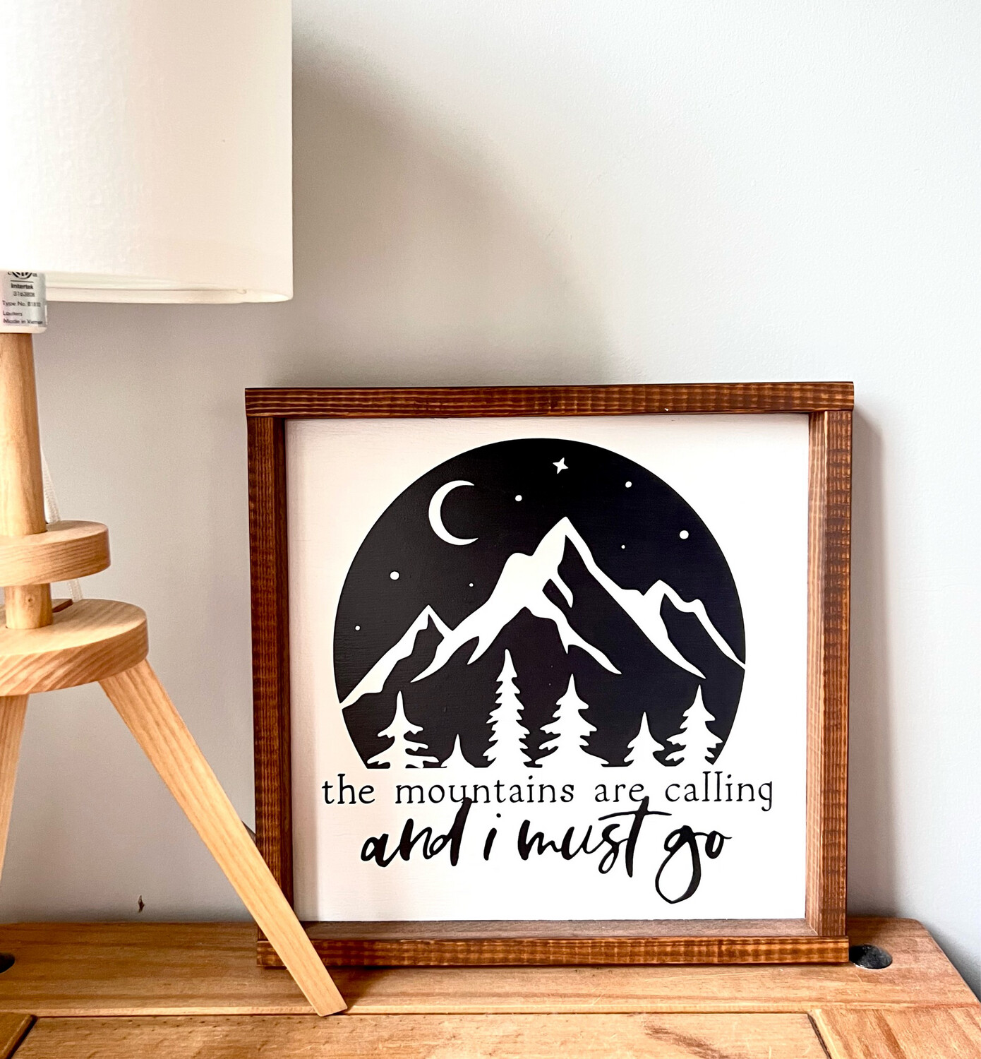 &quot;The Mountains Are Calling&quot; Med Wood Sign