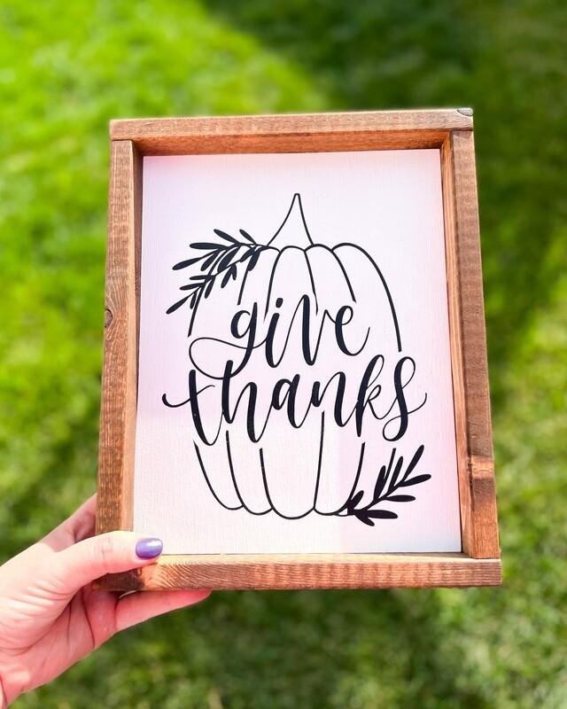 &quot;Give Thanks&quot; Wood Sign