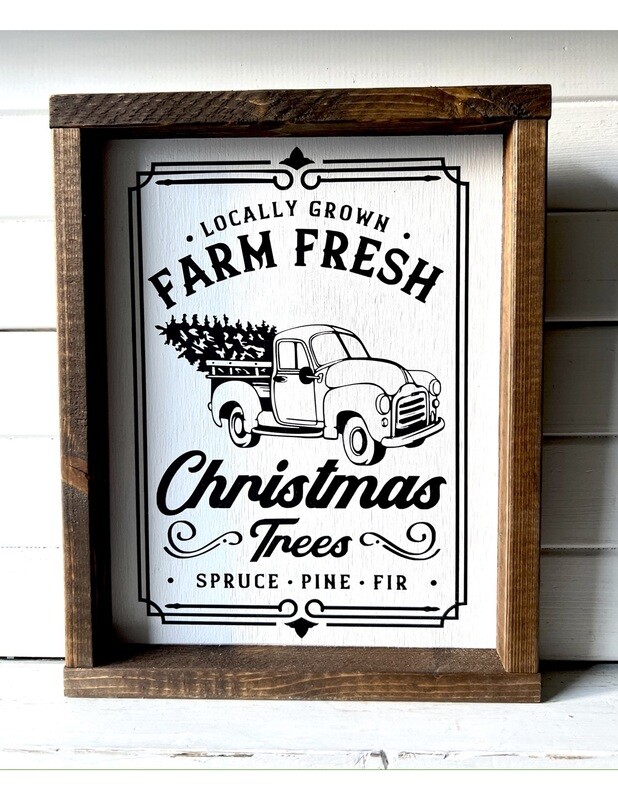 &quot;Farm Fresh Christmas Trees&quot; Solid Wood Sign Small