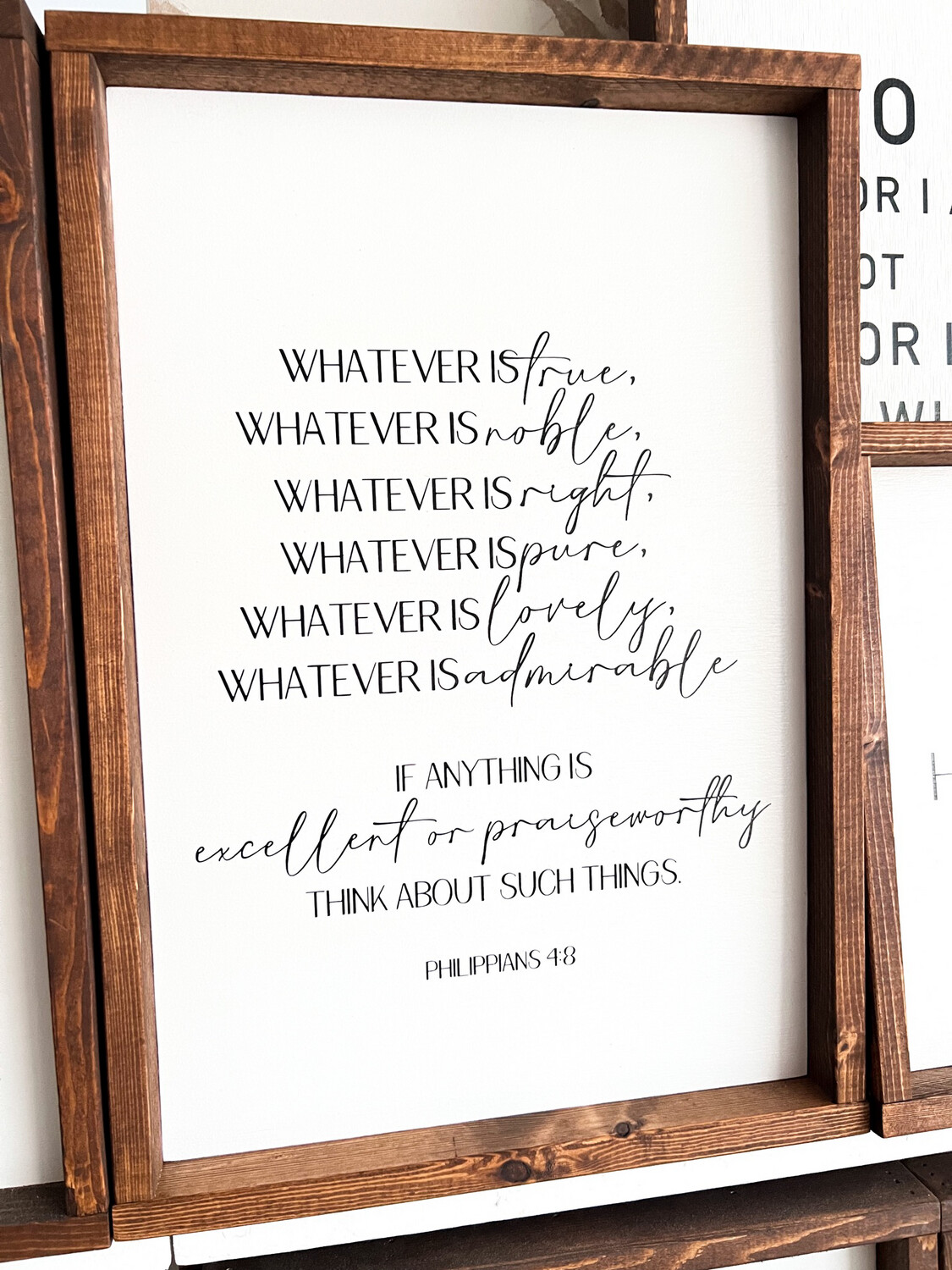 &quot;Whatever Is True&quot; Wood Sign
