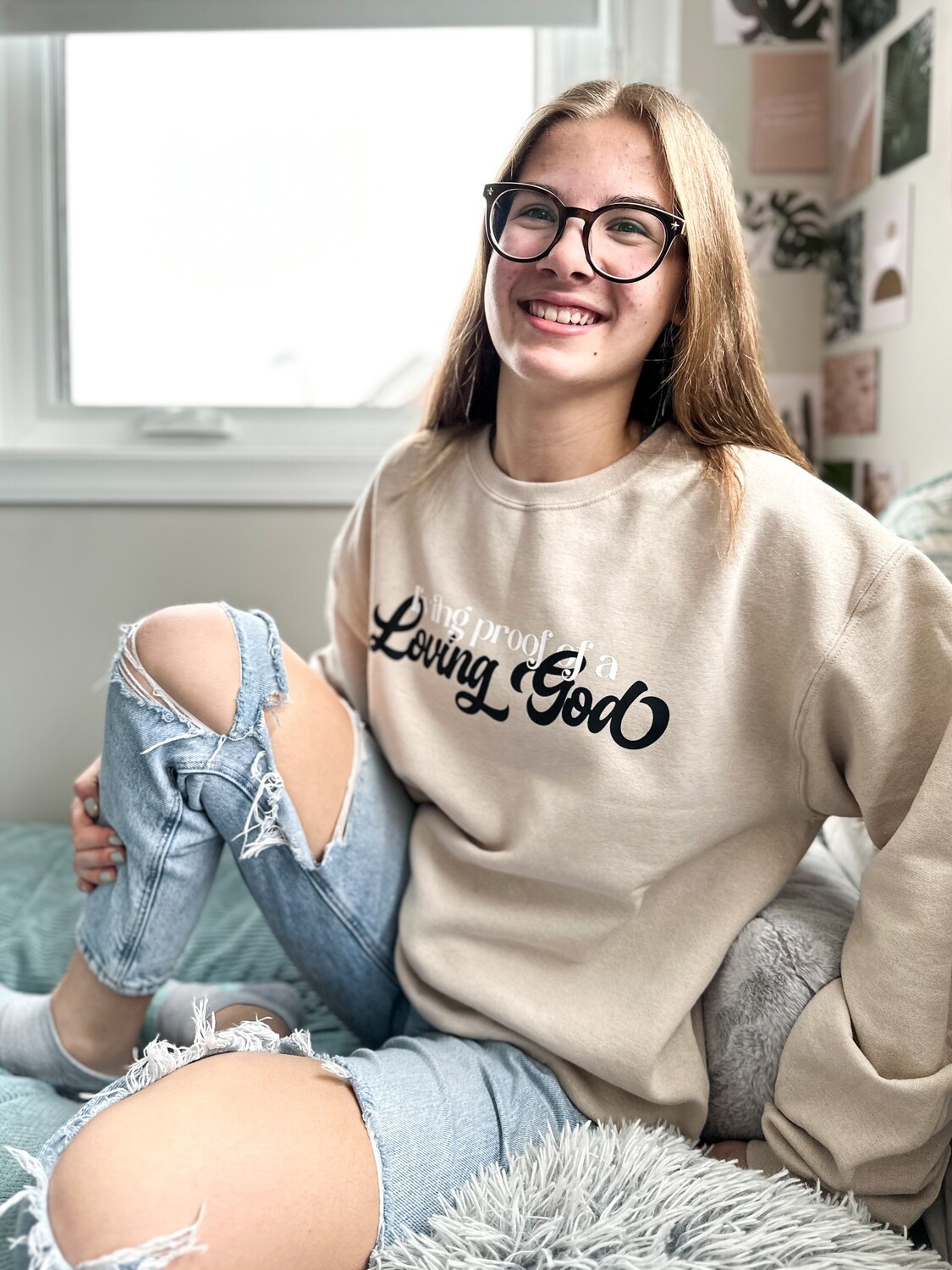 Living Proof of a Loving God Sand Crewneck