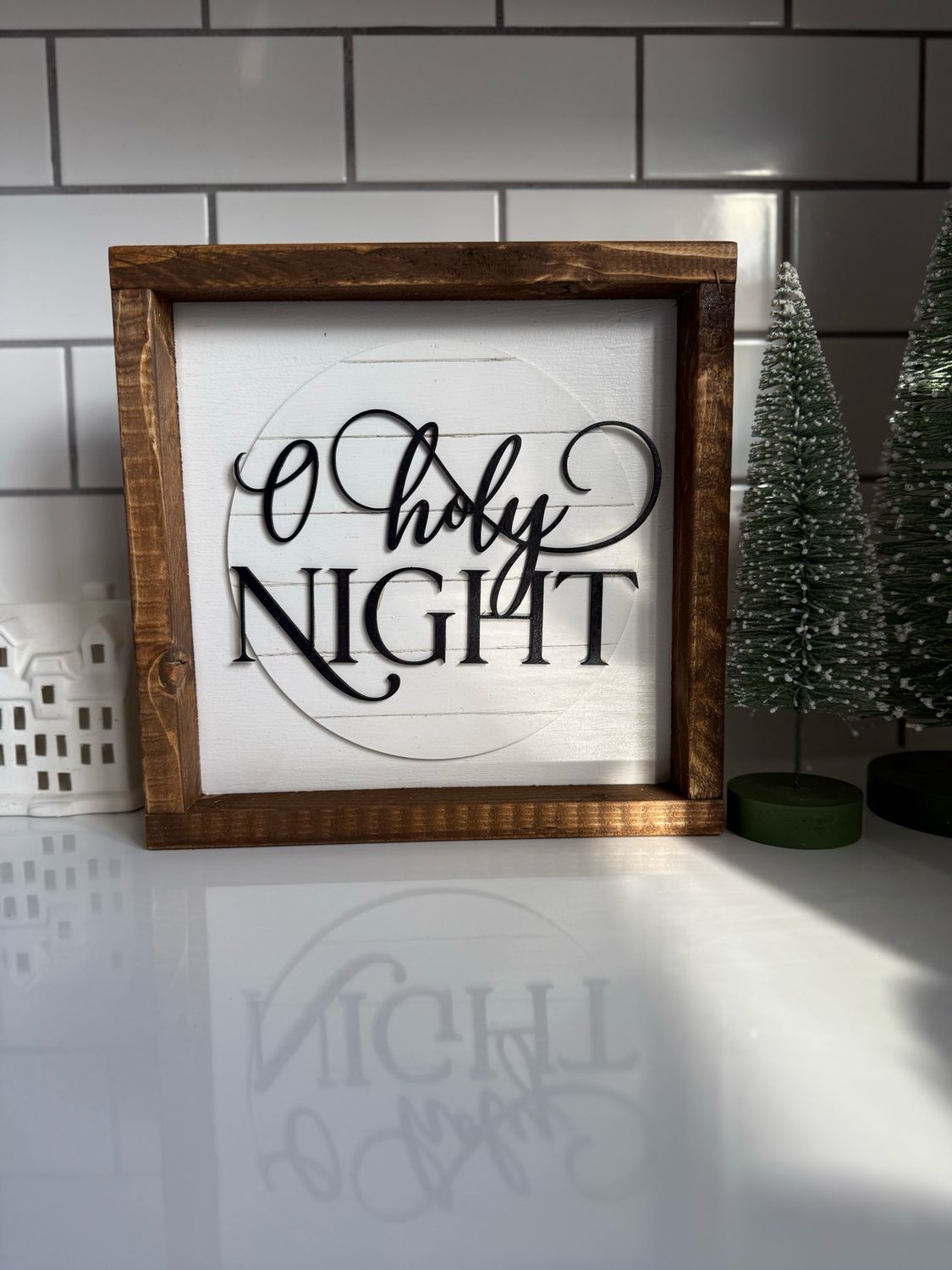 O Holy Night Wood Sign