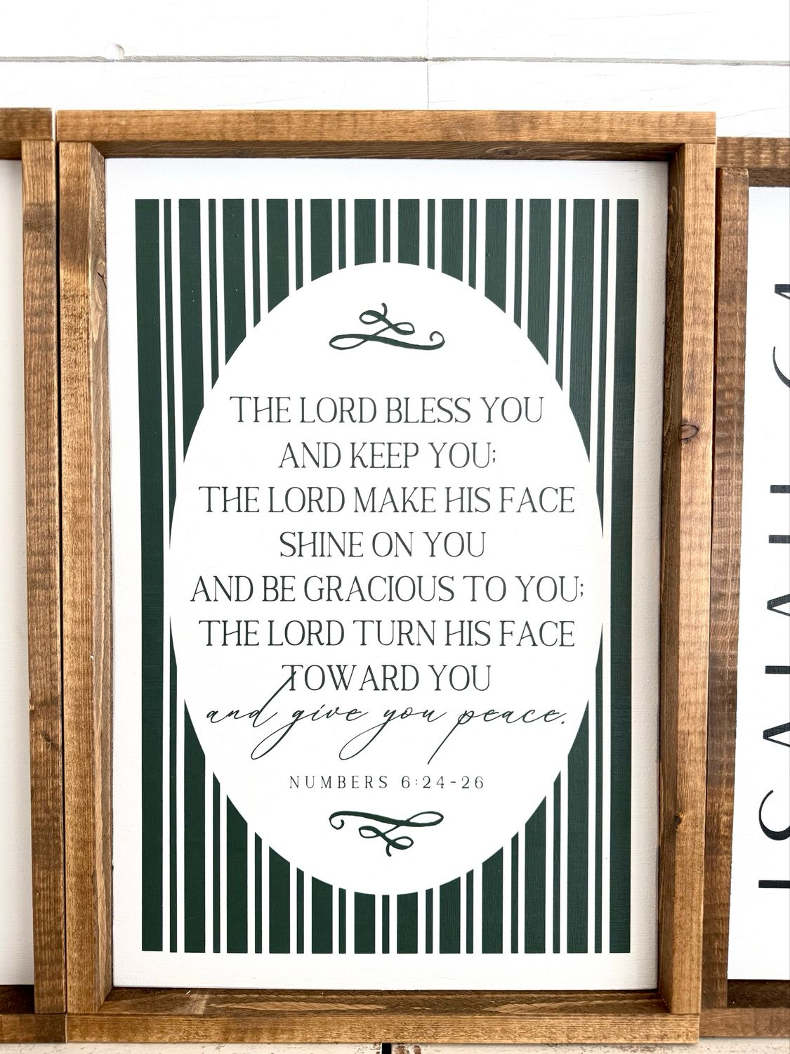 "The Lord Bless You" Green Striped Wood Sign