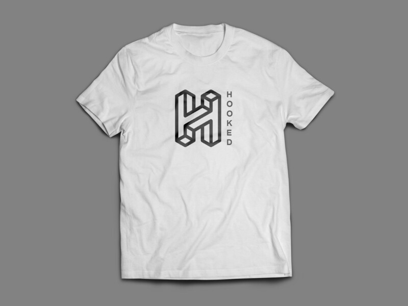 V2 Grey Hooked Logo On White T-Shirt