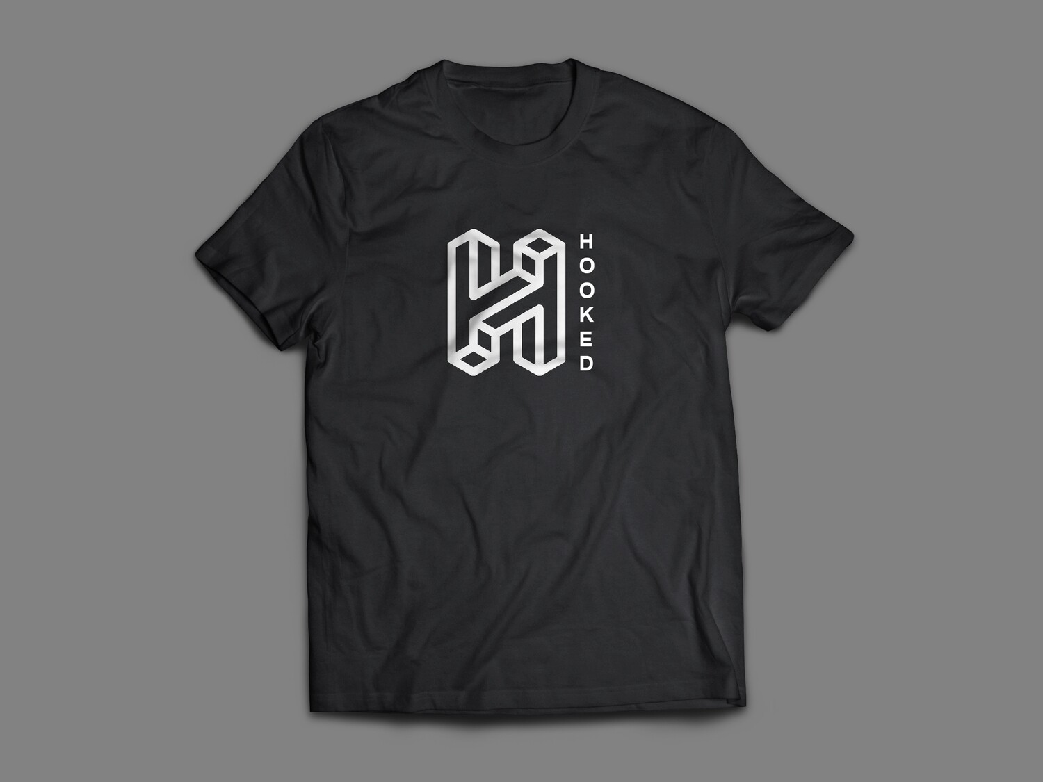 V2 White Hooked Logo On Black T-Shirt