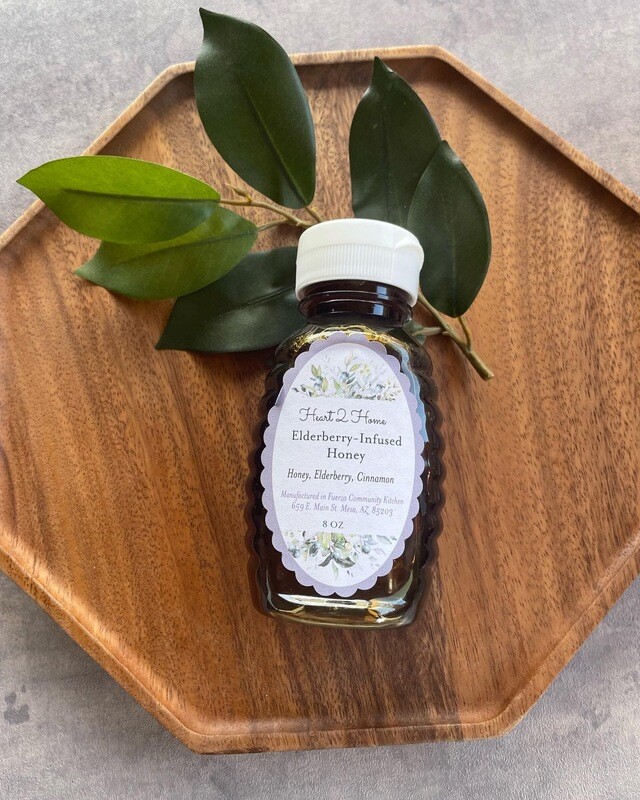 Elderberry Infused Local Raw Honey (8oz)