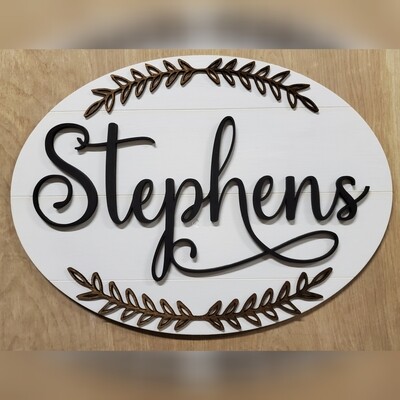 Oval Leaf Name Sign