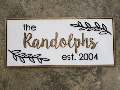 Family Name Sign with Leaves