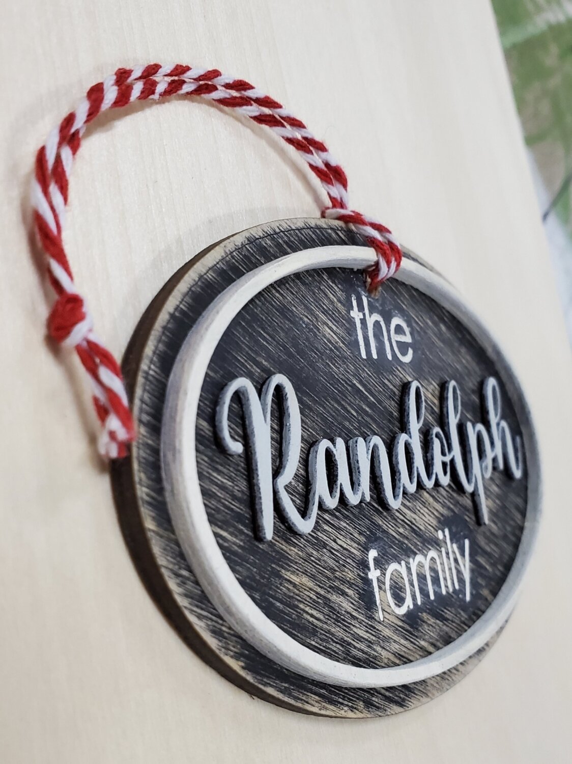 Rustic Family Name Ornament