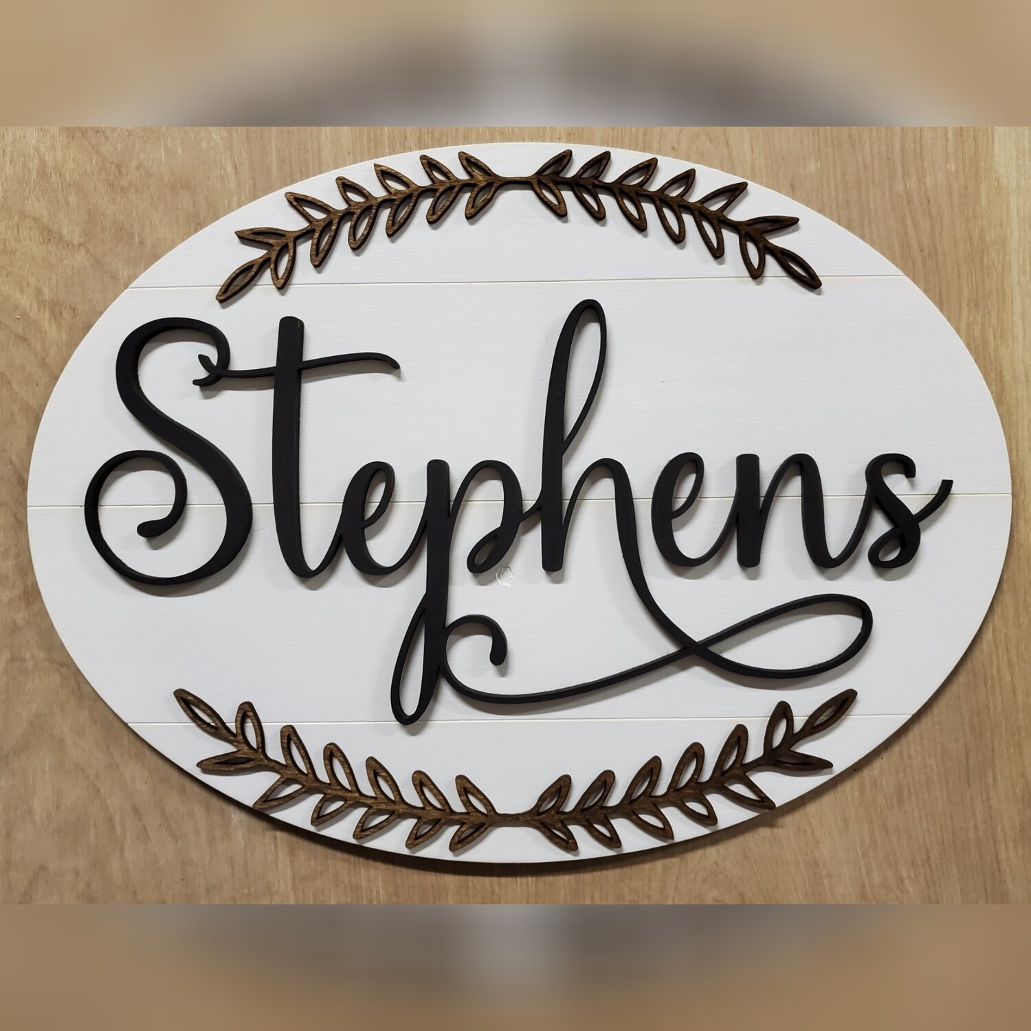 Oval Leaf Name Sign