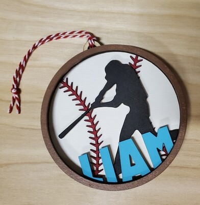Baseball Player Name Ornament