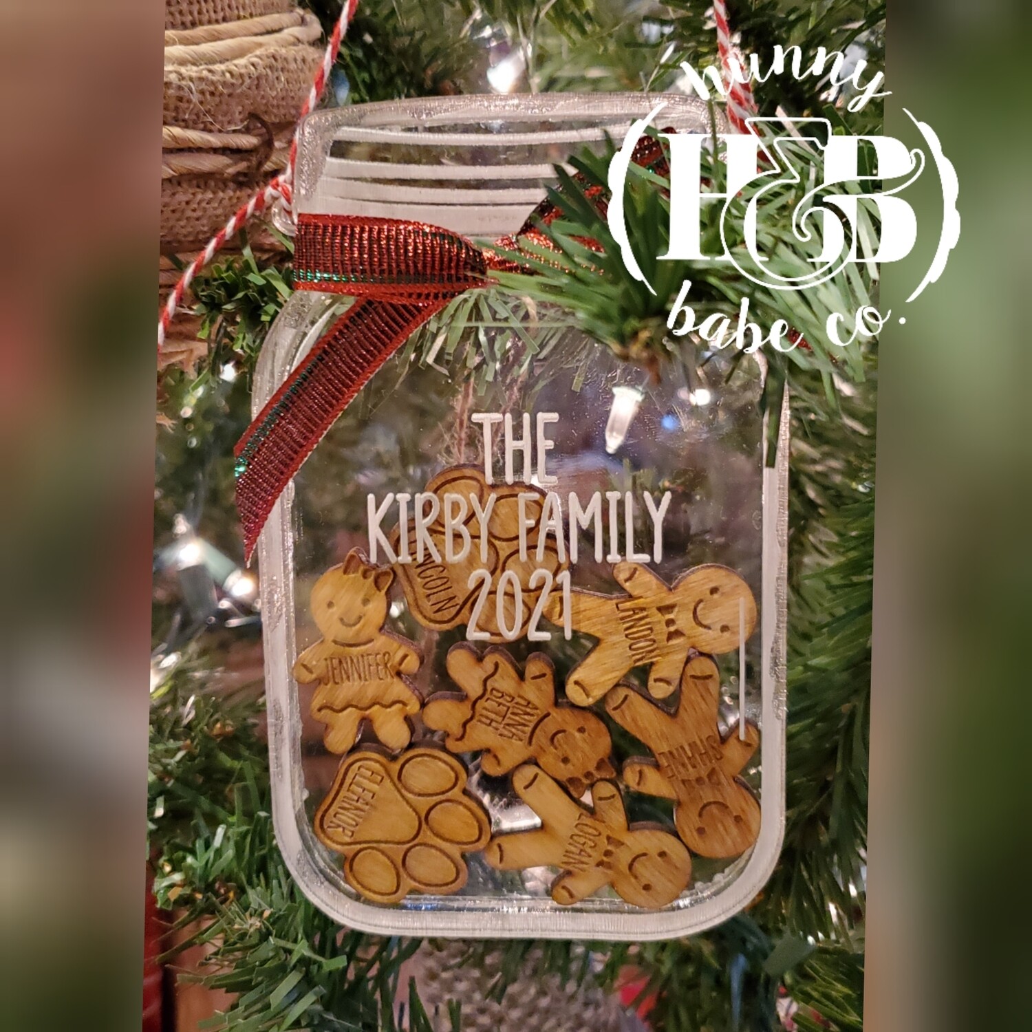 Gingerbread Jar Family Name Ornament
