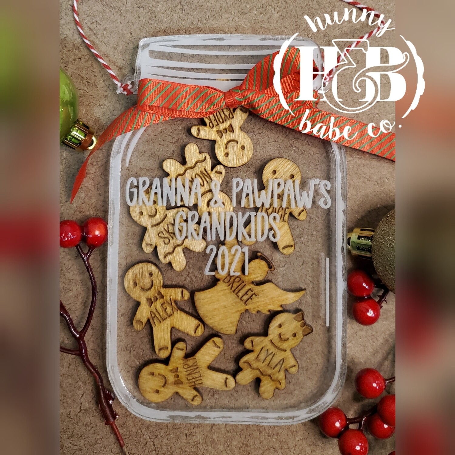 Gingerbread Jar Family Name Ornament