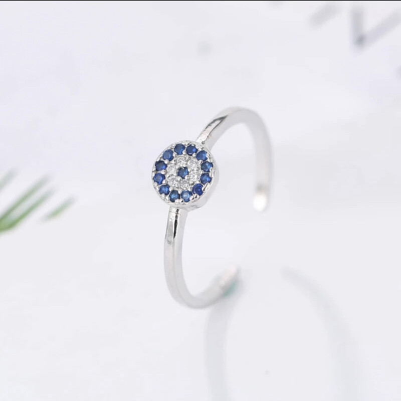 Simple Evil Eye Ring (Silver)