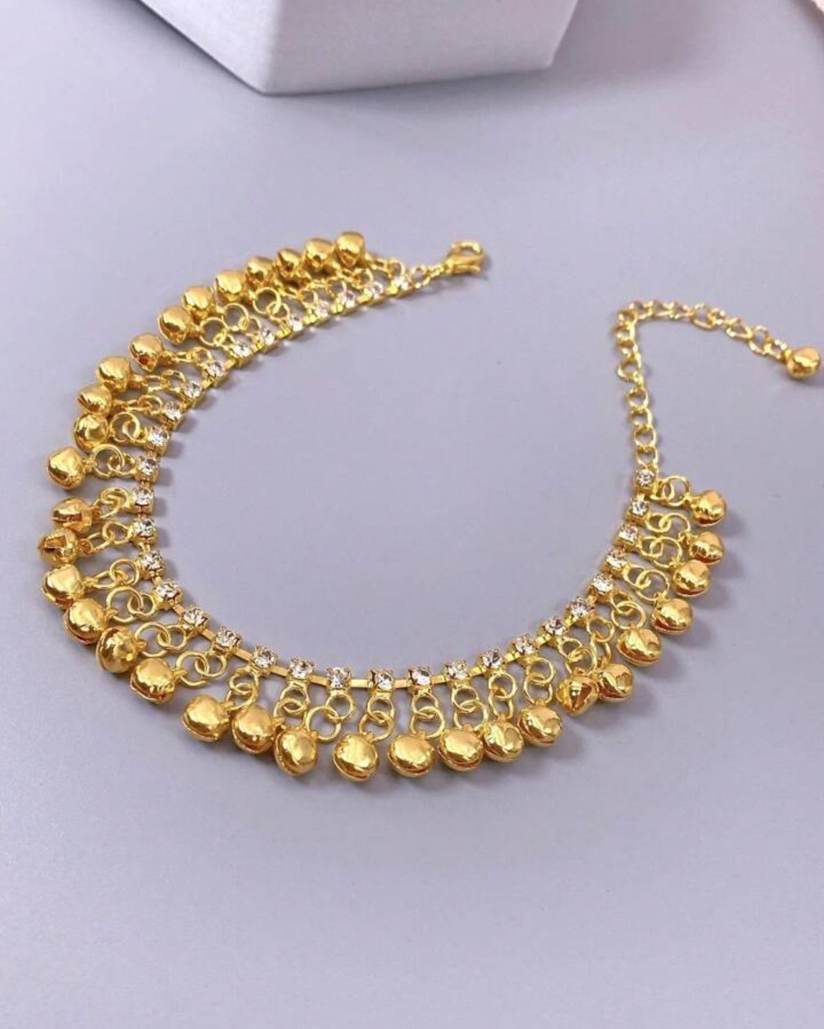 Gold Anklet with Cubic Zirconia