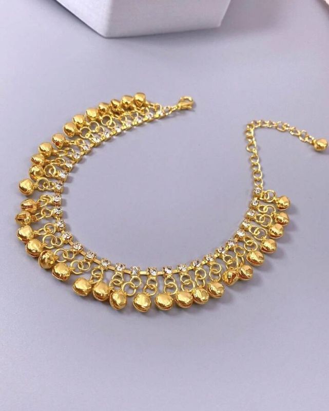 Gold Anklet with Cubic Zirconia