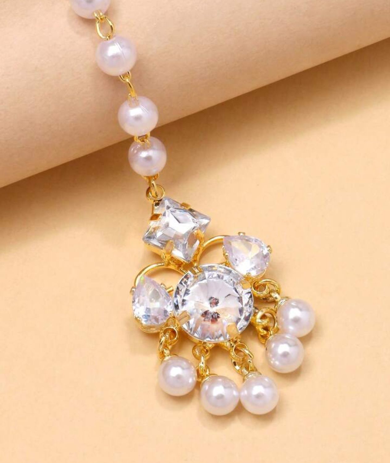Pearl Headpiece with Cubic Zirconia