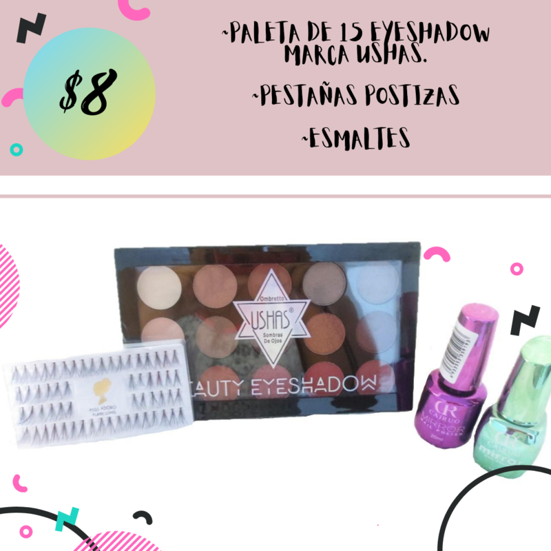Super kit: Sombras, pestañas postizas y esmaltes de uña