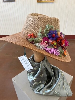 Hummingbird Flowers on Hat by Sandy Hoople